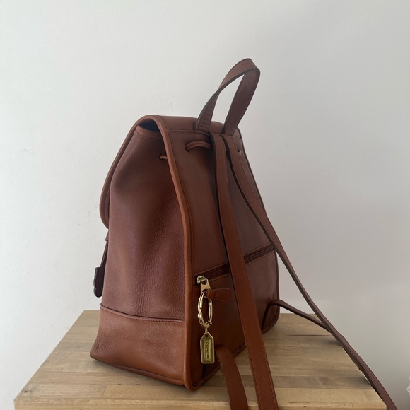 Vintage Coach 9791 British Tan/Brown Drawstring Backpack Daypack - Picture 2 of 7